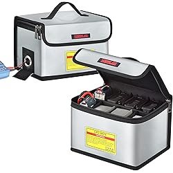 HOOVO Fireproof Lipo Battery Bag - Large 10.6x6.7x6.7" Safe Pouch For Battery Storage