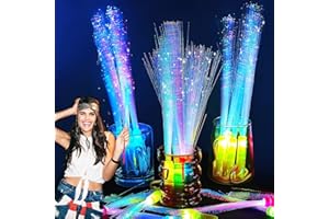 OWOAOOWL Leuchtwedel,12 Stück LED Leuchtstab Glasfaser, Leuchtstäbe Knicklichter Partyzubehör,3 Modi Bunt blinkende LED-Leuchtstäbe, Leuchtstab Kinder, Party Mitgebsel Kindergeburtstag für Weihnachten (B)