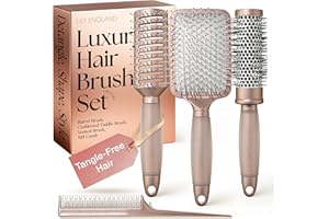 Coffret Cadeau de Brosses à Cheveux Luxueuses par Lily England - Collection Professionnelle de 4 Pièces - Coffrets Cadeaux Premium | Cadeaux Élégants pour Femme pour Tous Types de Cheveux - Or Rose