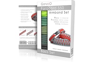 ‎GANZOO Ganzoo Paracord 550 Armband Set selbst knüpfen, Bastelset, Knüpfset, DIY Bracelet mit Klickverschlüssen und Anleitung, Lanyard Armband selber Machen, Parachute Cord