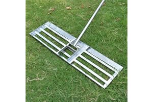 SurmountWay Lawn leveling Rake with Heavy-duty Stainless Steel Suitable for Courtyard Golf-35 ''x 10'' Lawn leveler tool(7FT), Silver, (7FT,35x10In)