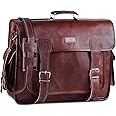 HULSH Handmade World Brown Leather Messenger Bag For Men 18 Inch Big Women Shoulder Cross Body Brown Laptop Computer Briefcase Bag - Best Vintage Look