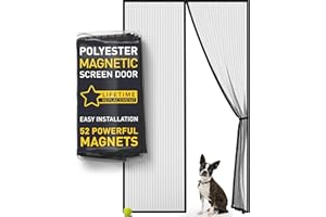 FLUX PHENOM Magnetic Fly Screen Door - Heavy Duty Fine Mesh Door Fly Screen, Auto-Sealing with 52 Magnets, No Drill Installation, See-Through Mesh, Pet & Kid Friendly Fly Screens for Doors, 80x200 cm (2025 Model)