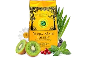 Yerba Mate Green 'Kiwi Kiwi' Brasilianischer Mate Tee 400g | fruchtiges Mate Tee | mit Kiwi-Frucht 3%, Zitronengras, Maulbeerfrucht, Kamillenblüten, Minze, Preiselbeerfrucht, natürlich Aroma