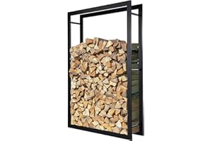 Loywe LW1087 - Scaffale per legna da ardere, in metallo nero (100 x 25 x 150 CM)