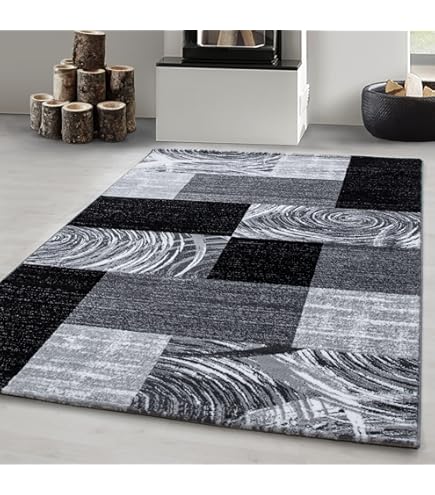 Laagpolig vloerkleed, Kleur Bruin, Ontwerp met abstracte golven, 3817