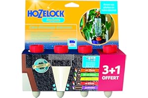 HOZELOCK - Système d'Arrosage Goutte-à-Goutte Autonome Aquasolo - Taille XL (X4) : Arrosage d'Absence, Idéal pour Plante en Pot, Jardinière, Fleurs et Potager, Cône Rouge en Céramique [2719 3465]
