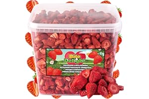 Bite & Delight Truskawki Liofilizowane - Delikatnie Liofilizowane Truskawki w Plasterkach - Bez Dodatków - Truskawki Suszone - Owoce Suszone - Czyste Owoce - 10000 ml