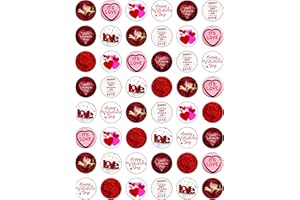 TOP THAT 48 Edible Wafer Paper Valentines Day Love Themed Cake Toppers Decorations - 2.5cm Diameter
