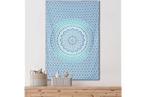 THE ART BOX Tapisserie murale pour chambre à coucher - Tapisserie murale esthétique hippie bohème indien Mandala - Grande tapisserie murale - Vert