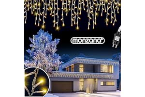 ‎MONZANA Monzana® Lichterkette 600 LED Außen Innen 20m Regenlichterkette Lichtervorhang Eisregen Fenster Deko Weihnachten Beleuchtung Warmweiß