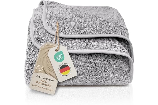 LAYNENBURG Premium bomulls-frotté 150 x 200 cm – tunn, lätt och kylande sommarfilt – som sofffilt, täcke och frottéfilt