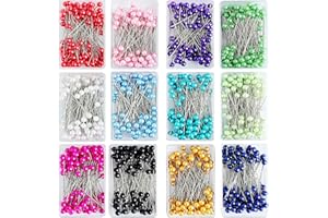 CENRONG Alfileres de Costura, 1200 Piezas Alfileres con Cabeza de Bola de Colores Alfileres de Acero Inoxidable con Cabezas de Plástico para Telas Delicadas y Manualidades