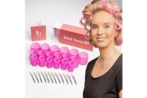 loui bouclé ® – Lockenwickler Set Premium mit Klammern [30 Stück - 18 Lockenwickler & 12 Metallklammern] – 3 verschiedene Größen für große Locken ohne Hitze – hair curler with clips – 55, 44, 32mm