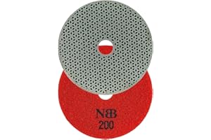 NBB Almohadilla de Pulido Diamantada, Disco de Lijado diamante Electrodepositado, en Seco y Húmedo, para pulir Granito Mármol Piedra Cerámica Azulejo Porcelana, Respaldo de Nylon, 4" 100mm (1, 200#)