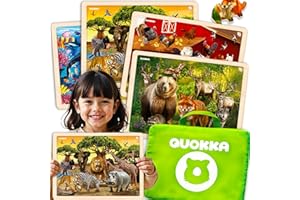 QUOKKA Puzzle Legno Bambini 3 4 5 Anni – 4x48 Pezzi Puzzle Animali Montessori – Gioco Educativo in Legno con Animali Realistici – Regalo per Bambini e Bambine 6 7 8 Anni
