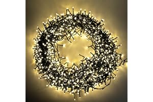 SHATCHI 720 Christmas Tree Cluster Lights Multifunction 8 Light Modes, Timer Green Cable Indoor/Outdoor Low Voltage Holiday Home Decorations, Warm White