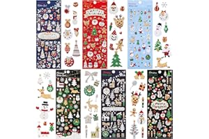 Naler 6 Bögen Weihnachtsaufkleber Fenster Dekoration Sticker glänzend DIY Kinder Spaß