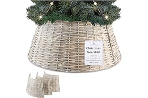 DECO EXPRESS Gonna Albero di Natale, Base Albero Vimini, Decorazioni Natalizie - Varie Dimensioni (Beige - Interno superiore 40 cm/Interno base 56,5 cm)