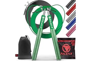 Corde à sauter professionnelle TALAFIT | Corde à sauter réglable | Corde à sauter de boxe | Corde à sauter avec roulements à grande vitesse de rotation | Housse incluse