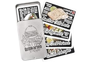 Chroma Products Grillrezepte auf 30 Karten: Grillen Geschenk mit Abbildungen und Erklärungen in Metalldose, Kartenspiel statt Grillen Buch, für Anfänger und Fortgeschrittene (Metalldose)