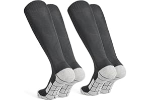 GRPSKCOS Kids Boys Soccer Socks- 2 Pairs Team Sports Athletic Football Rugby Hockey Sock Knee High Anti-slip Towel Bottom Socks for Youth 7-14 Years