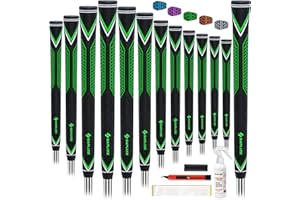 SAPLIZE Puños de golf de goma de alto rendimiento, alta absorción de golpes, antideslizantes, 13 empuñaduras con todos los kits, disponibles en tamaños estándar/medio/jumbo, opción de 6 colores,