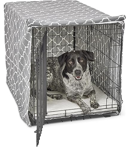 New World Medium hondenkrat hoes met teflon stoffen beschermer, polykatoen privacy kennel cover past op de meeste 76 cm kratten, roze designer print, machinewasbaar, vermindert blaffen, BCVR-30PKT