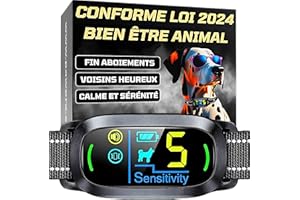 PAWPRO Collier Anti Aboiement Chien | Conforme Nouvelle Loi 2024 Bien-Être Animal | Intelligence Artificielle, Détection d’Aboiement, Écran Couleur | 3 Modes BIP, Vibration+BIP | Marque FR (Noir)