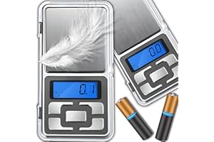 Retoo Waga kieszonkowa 200 g/0,01 g, cyfrowa waga gramowa, precyzyjna waga do złota, do listów, monet, drobnogramów, z wyświetlaczem LCD i funkcją tary, srebrna