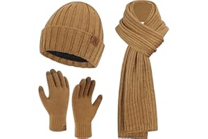 ZASFOU Męska zimowa czapka beanie długi szalik na szyję rękawiczki do ekranu dotykowego zestaw z ciepłą polarową czapką prezenty dla mężczyzn zimny dzień