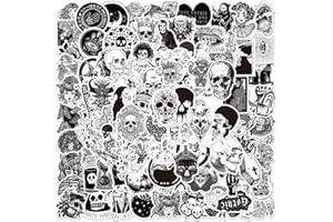 CANVERLENS Adesivo gotico horror in bianco e nero 100 pezzi per skateboard per laptop, bottiglie d'acqua, confezione di adesivi in ​​vinile impermeabile per bambini, adolescenti, ragazze…