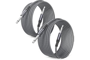 Elebase TS Gitarrenkabel 6,35mm 3M 2 Stück,1/4" Jack Stecker Instrumentenkabel,6.3mm Klinke auf 6.3mm Klinke Audio Kabel für Gitarre,E-Gitarre,Bass,Verstärker,AMP,Keyboard,Lautsprecher