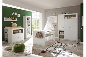 DEINE TANTE EMMA 87-530-17 PAULA weiß 3tlg. Babyzimmer Kinderzimmer inkl. Wickelkommode, Bett und und Kleiderschrank