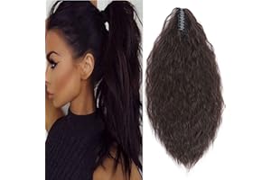 SEGO Coda di Cavallo Extension con Clip Pinza 60cm Capelli Ricci Ponytail Extensions Parrucchino Fascia Uncia Posticci Donna 165g - Castano Scuro