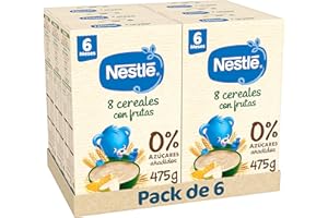 Nestlé Papilla 8 Cereales con Frutas, sin azúcares añadidos, a partir de los 6 meses, 6 x 475 g