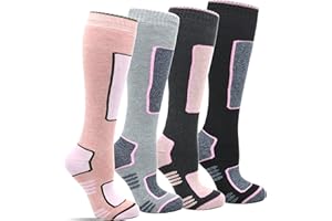 Frostfighter Skisocken Damen (4x Paar) Winter Thermo Ski Kniestrümpfe Vollfrottee Innenfutter