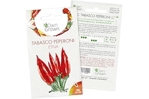 Peperoni Samen Tabasco Etna: 5 Premium Peperoni Tabasco Samen zum Anbau von Peperoni Pflanzen für Balkon, Kübel und Garten – Sorte Etna Peperoni scharf – Zertifizierte Pepperoni Samen von OwnGrown