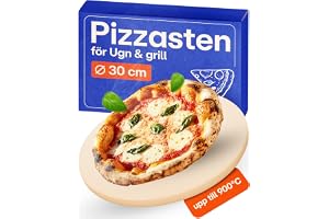 Pizzasten för Ugn Rund - 30 cm för Gasolgrill & Ugn - För en Krispig Botten - Stenplatta av Cordierite upp till 900 °C - Behå
