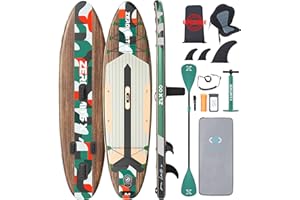 ZLX 320 cm Aufblasbares Stand Up Paddle Board - Premium SUP Board für alle Skill Levels,Stabiles Design,Rutschfestes Deck,Verstellbare Paddel Paddling, Leash & Tragetasche inklusive
