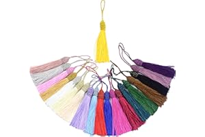 MAKHRY 20pcs 15.5cm/6 Inches Silky Floss bookmark Tassels with 2-Inch Cord Loop and Small Chinese Knot for Jewelry Making, Souvenir, Bookmarks, DIY Craft Accessory (Multi 20pcs)
