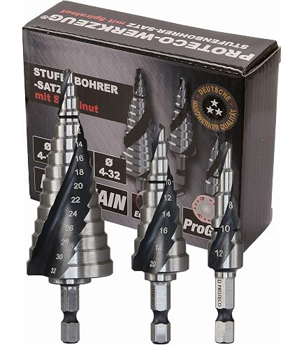 Foret étagé Cobalt M35 Pour Métal - 11 Tailles De 4 à 22 Mm - Tige Hexagonale 6,35 Mm - Perçage Acier, Aluminium, Cuivre
