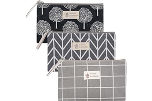 BAYIDUN 3 Stück Kosmetiktaschen Canvas, Segeltuch Make Up Tasche, Tragbare Reise Waschtasche Kulturbeutel, Multifunktionale Geldbörse Mäppchen mit Reißverschluss für Damen Kosmetika, 3 Stile