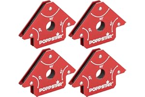 Poppstar Aimant soudeur (angle de soudage, force d'adhérence 11,3 kg - 45/90/135°), 4 pièces, rouge