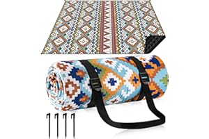 Gucass Boho Koc piknikowy 200x200 cm, Składany Mata Piknikowa - wodoodporny, piaskoodporny, koc outdoorowy dla całej rodziny na na kemping, podróż, do parku, na plażę, do ogrodu
