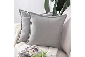 Madizz 2 Pezzi Federe Corto Ciniglia Copricuscini Morbido Decorativo Fodere per Cuscino Lusso Stile per Divano Camera da Letto Grigio chiaro Quadrate 55x55 cm