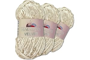 Wohnkult Himalaya - Velvet Dolphin - Lot de 3 pelotes de laine de 100 g - 40 couleurs au choix - Fil chenille à tricoter - Pelucheux et brillant - Accessoires, vêtements et couvertures - 90042, Beige