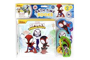 Marvel Spidey and his Amazing Friends Bath Time Books - Activity Books for kids, Bath book, 6 Padded suction cups, 1 Mesh bag