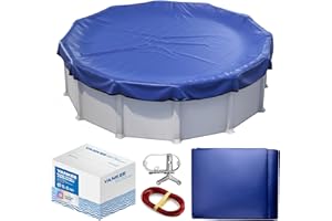 YANKEE POOL PILLOW Yankee Poolabdeckung rund für 500–550 cm Pools | Ø 610 cm Planenmaß | 200g/m² PE, zweifach beschichtet | reißfest und UV-beständig | blau | für Sommer und Winter