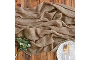 AOKSUNOVA Tischläufer Musselin Braun Dekostoff Tischläufer Hochzeit Käsetuch 3m x 80cm